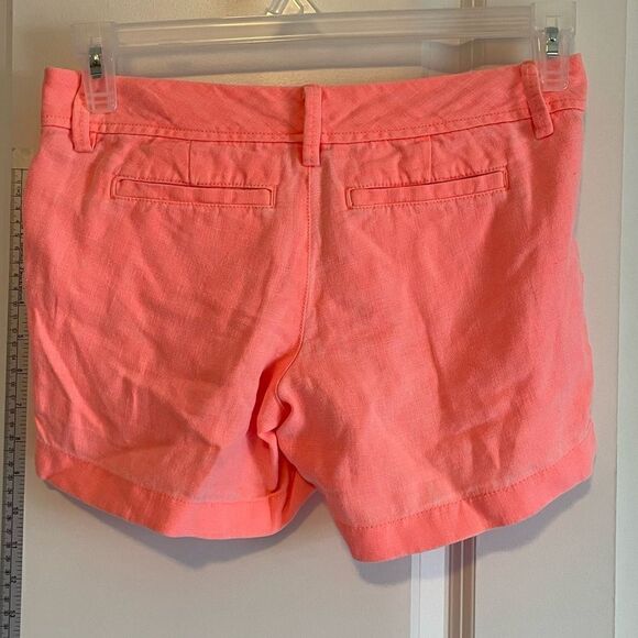 Lilly Pulitzer Neon Orange Linen Shorts Size 00 | Summer Resort Preppy - Picture 2 of 15